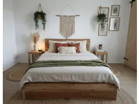 Letto in legno con giroletto Letto wave legno teak Outlet etnico a prezzo ribassato
