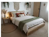 Letto in legno con giroletto Letto wave legno teak Outlet etnico a prezzo ribassato
