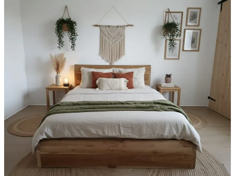 Letto in legno con giroletto Letto wave legno teak Outlet etnico a prezzo ribassato