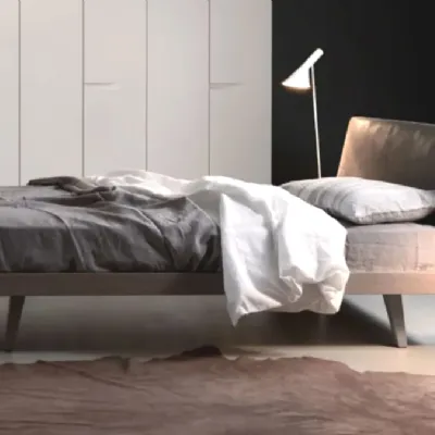 Letto matrimoniale design Legno e pelle vintage Sangiacomo a prezzo scontato