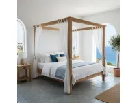 Letto matrimoniale design Letto baldacchino in teak massello Outlet etnico a prezzo scontato