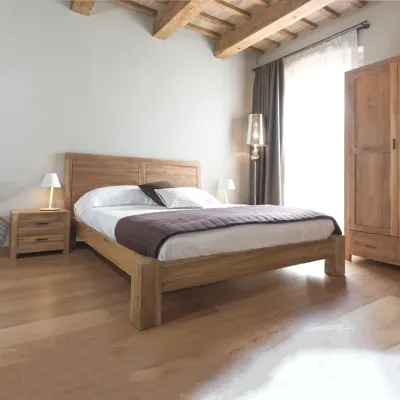 Letto in legno con giroletto Golan teak Outlet etnico a prezzo scontato