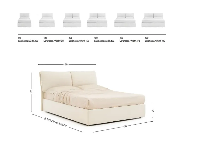 Letto imbottito modello Letto mod mercurio di Artigianale scontato 40%