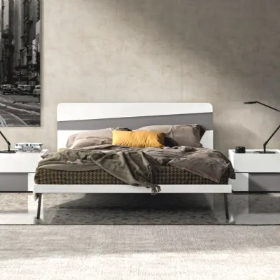 Letto in legno con giroletto TreosZg mobilia prezzo scontato