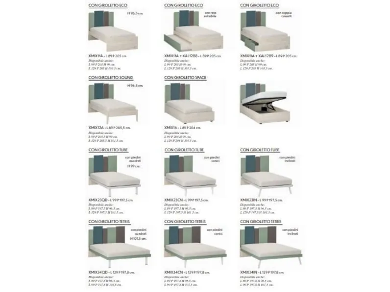 Letto in legno con gambe Mix Zg mobili a prezzo scontato