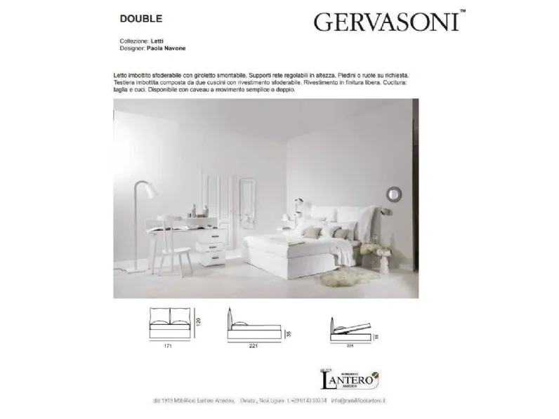 Letto moderno con contenitore Double Gervasoni a prezzo scontato