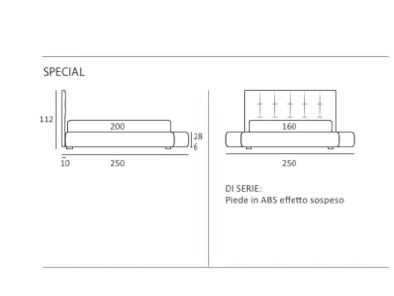 Letto design con giroletto Special * Samoa a prezzo ribassato