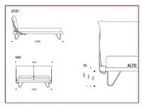 Letto moderno Zenit di alto letti tessili Artigianale scontato 40%