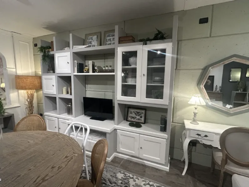 Libreria porta tv  Dialma brown in stile classica con forte sconto