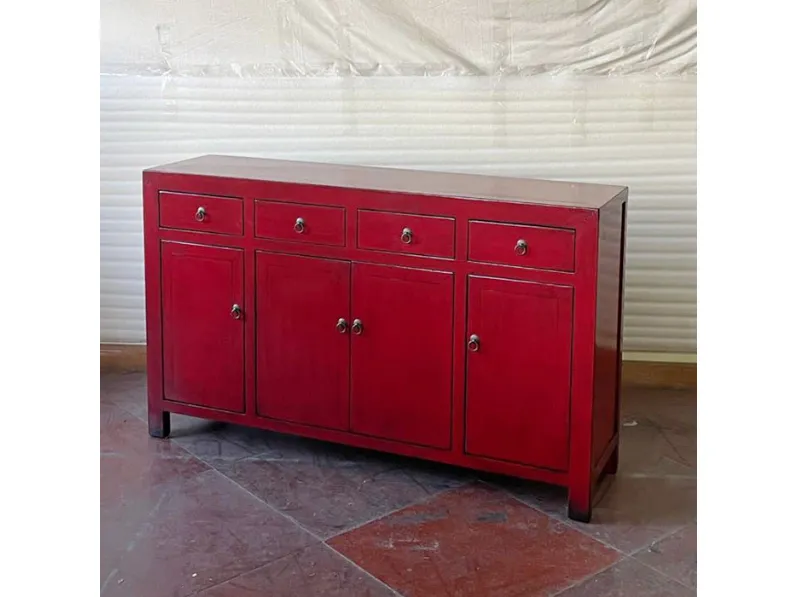Mobile soggiorno modello Credenza  cina laccata rossa  di Nuovi mondi collection a prezzo Outlet