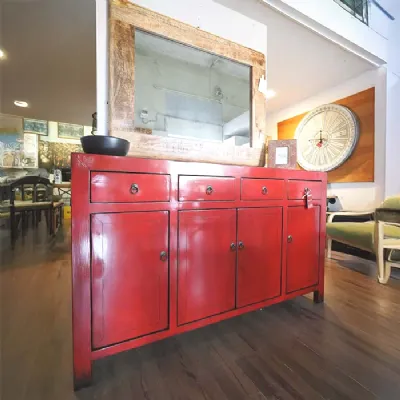 Mobile soggiorno modello Credenza  cina laccata rossa  di Nuovi mondi collection a prezzo Outlet