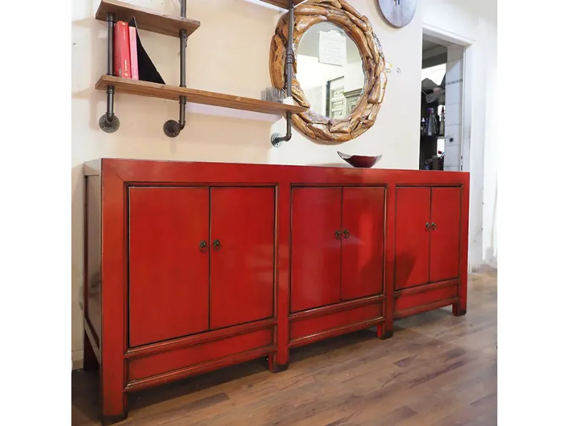 Madia Credenza  cina  laccata rossa   in stile design di Nuovi mondi collection in Offerta Outlet
