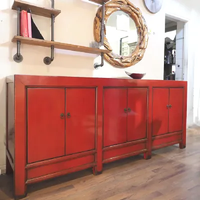 Madia Credenza  cina  laccata rossa   in stile design di Nuovi mondi collection in Offerta Outlet