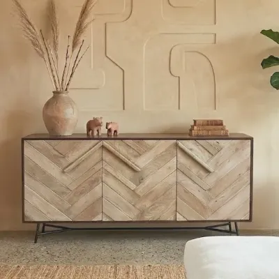 Madia di Outlet etnico in legno Credenza rennes natural 3a a prezzo Outlet