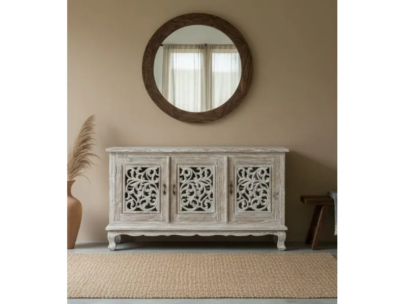 Madia Mobile credenza teak ric decapato 3a in stile design di Outlet etnico in Offerta Outlet