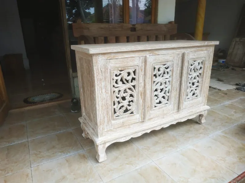 Madia Mobile credenza teak ric decapato 3a in stile design di Outlet etnico in Offerta Outlet