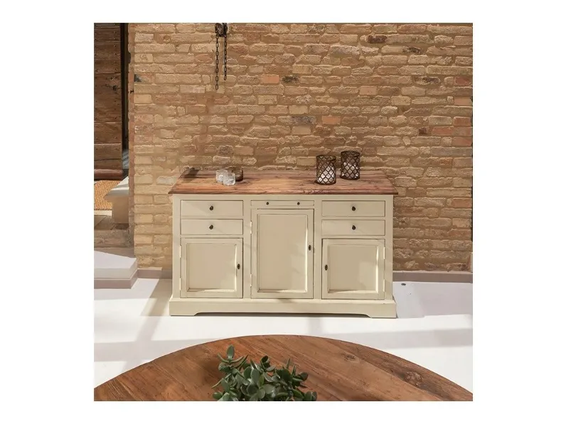 Madia modello Credenza shabby 3 ante 3 cassetti di Outlet etnico a prezzo  scontato