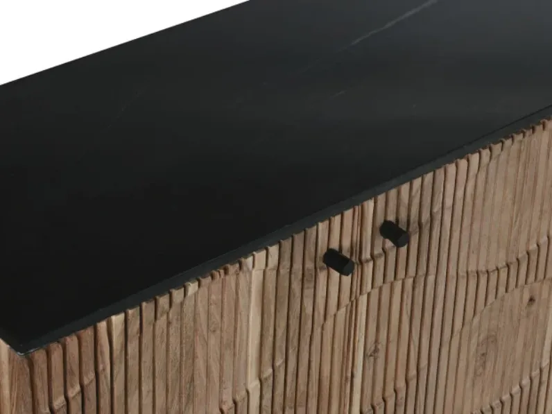 Mobile soggiorno modello Credenza acacia marmo 175 di Outlet etnico a prezzo scontato