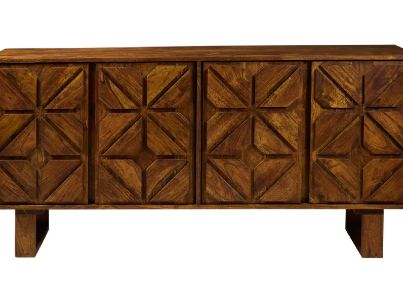 Madia di Outlet etnico in legno Credenza geometric 4a a prezzo scontato