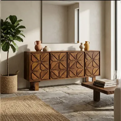 Madia di Outlet etnico in legno Credenza geometric 4a a prezzo scontato