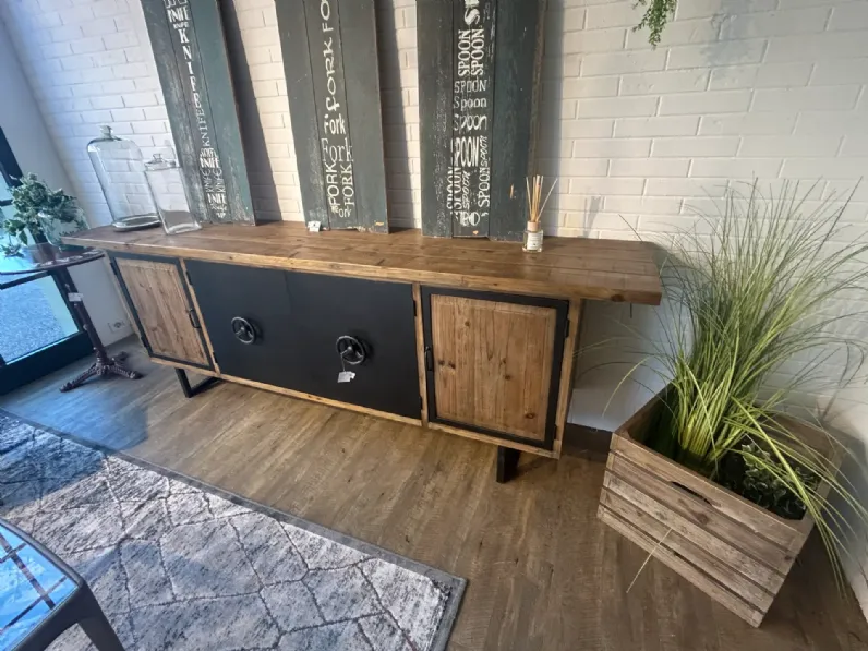 Mobile soggiorno modello Credenza metallo e legno  di Dialma brown a prezzo Outlet