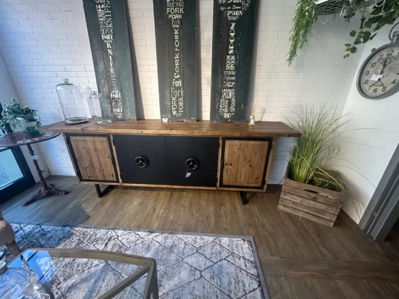 Mobile soggiorno modello Credenza metallo e legno  di Dialma brown a prezzo Outlet