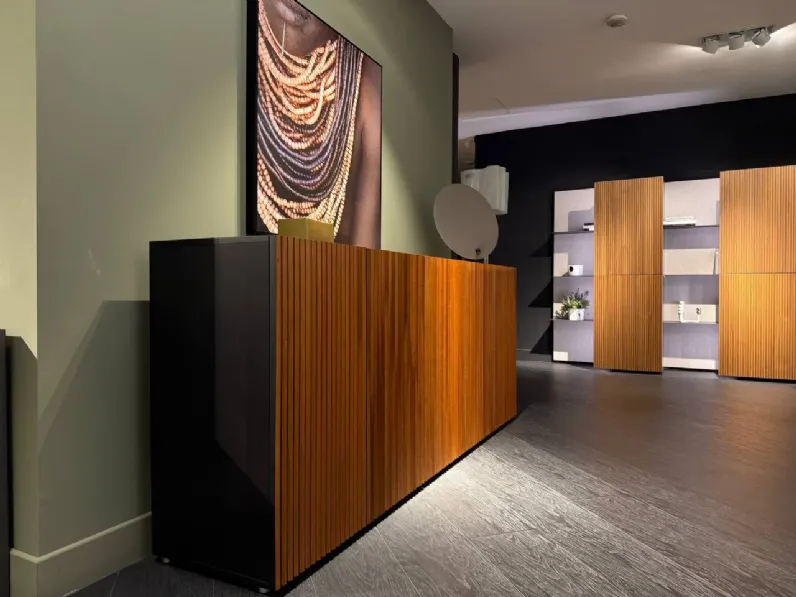 Madia in stile moderno Leon wood moca di Horm in Offerta Outlet 