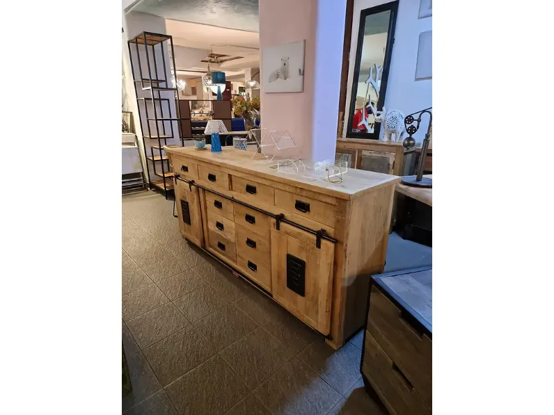 Mobile soggiorno modello Madiam credenza newport jupiter maxi ante scorrevole e cassetti  di Outlet etnico a PREZZI OUTLET