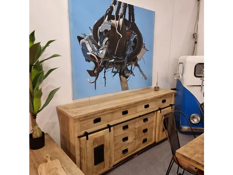Mobile soggiorno modello Madiam credenza newport jupiter maxi ante scorrevole e cassetti  di Outlet etnico a PREZZI OUTLET