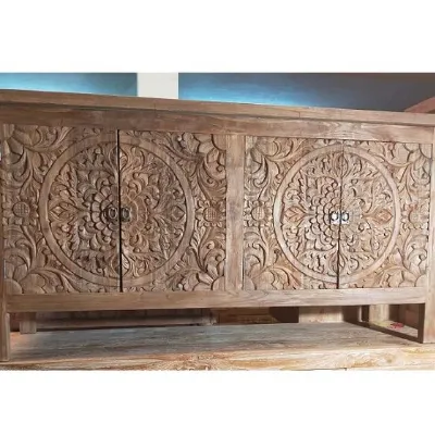 Madia di Outlet etnico in legno Credenza etnica teak 4a a prezzo scontato