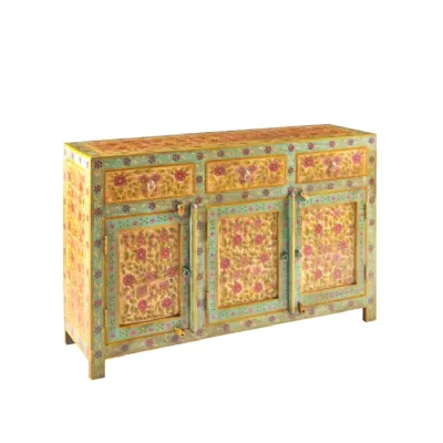 Mobile soggiorno modello Credenza frida giallo 3a-3css di Outlet etnico a prezzo Outlet