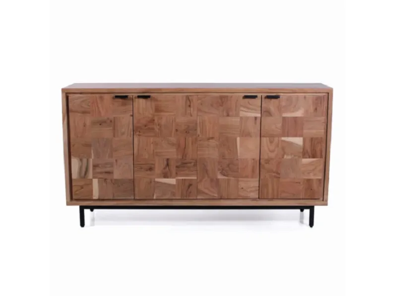 Madia di Outlet etnico in legno Credenza acacia enzo 4a a prezzo Outlet