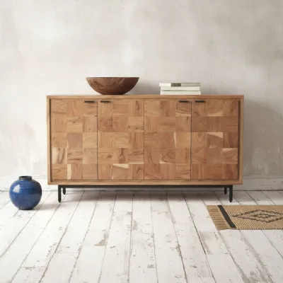 Madia di Outlet etnico in legno Credenza acacia enzo 4a a prezzo Outlet