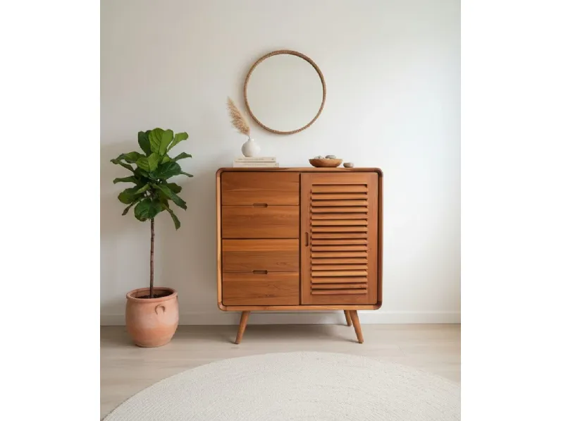 Madia di Outlet etnico in legno Mobile credenza teak 90 a prezzo scontato