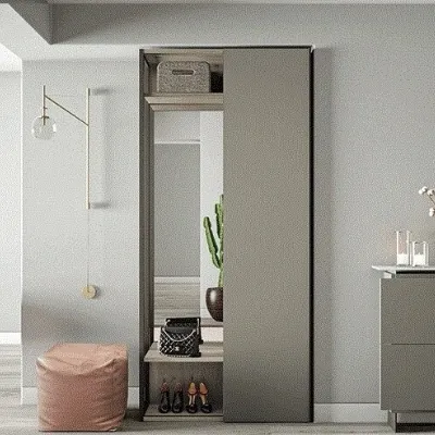 L8 mobile ingresso moderno appendiabiti specchio scarpiera cassetto mensola  bianco grigio
