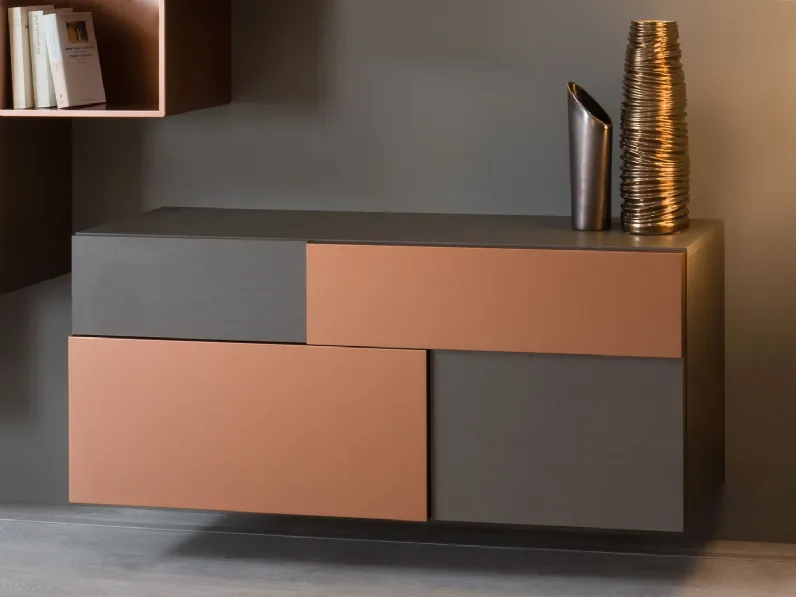 Mobile soggiorno modello Credenza fly deco e mensole cube outlet di Diotti.com scontato -51%