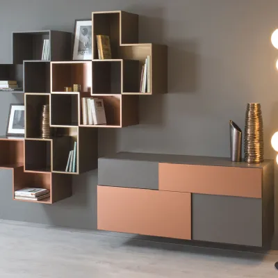Mobile soggiorno modello Credenza fly deco e mensole cube outlet di Diotti.com scontato -51%