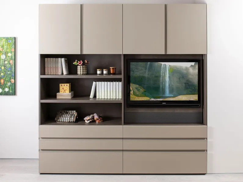 Parete attrezzata Libreria wide tv outlet Diotti.com in stile moderna a prezzo ribassato