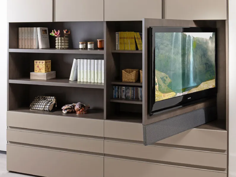 Parete attrezzata Libreria wide tv outlet Diotti.com in stile moderna a prezzo ribassato