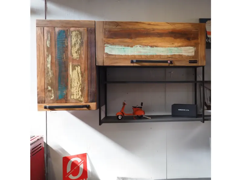 Parete attrezzata Parete soggiorno industrial e legno di Nuovi mondi collection in OFFERTA OUTLET