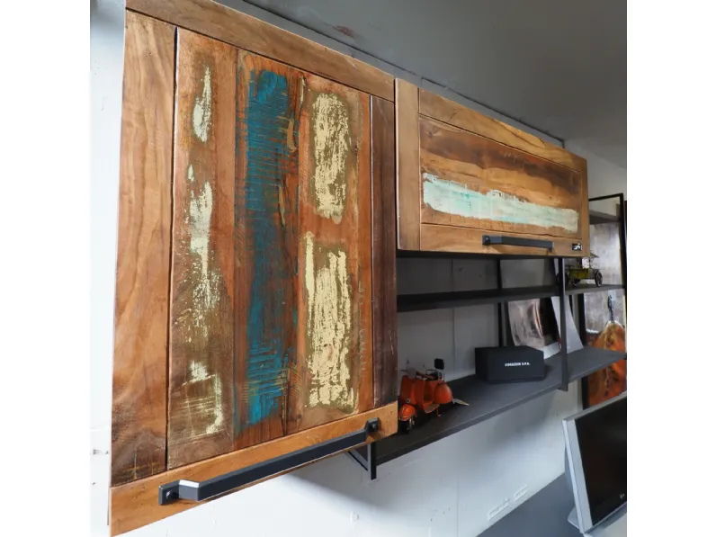 Parete attrezzata Parete soggiorno industrial e legno di Nuovi mondi collection in OFFERTA OUTLET