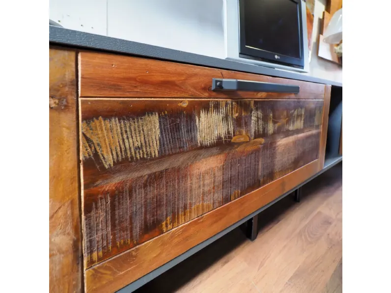 Parete attrezzata Parete soggiorno industrial e legno di Nuovi mondi collection in OFFERTA OUTLET