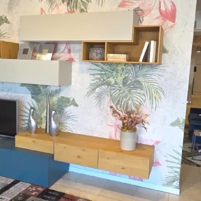 Parete attrezzata Parete soggiorno tv laccata e rovere  Sangiacomo in stile moderna a prezzo scontato