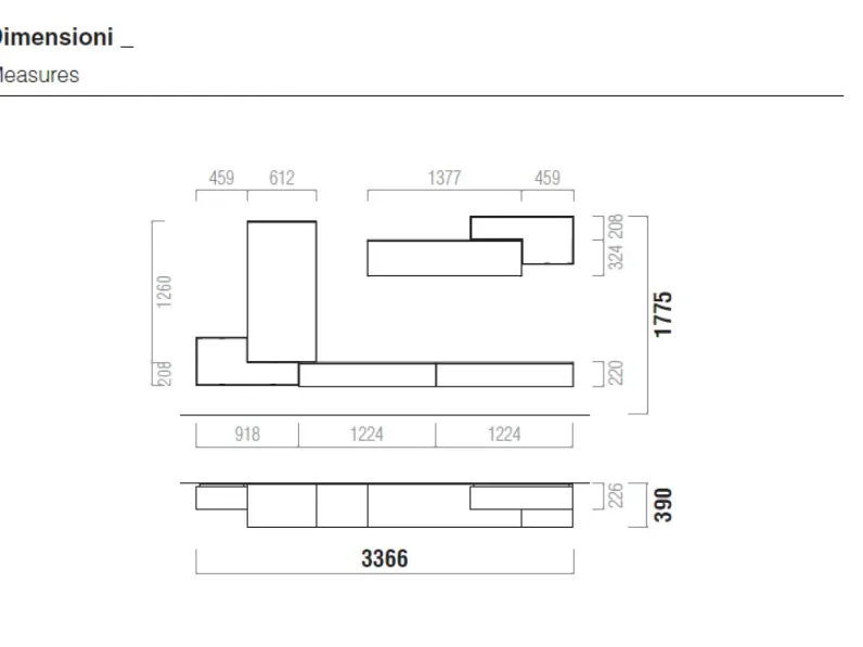 Mobile soggiorno modello Composizione soggiorno linea 032 di Santalucia a PREZZI OUTLET
