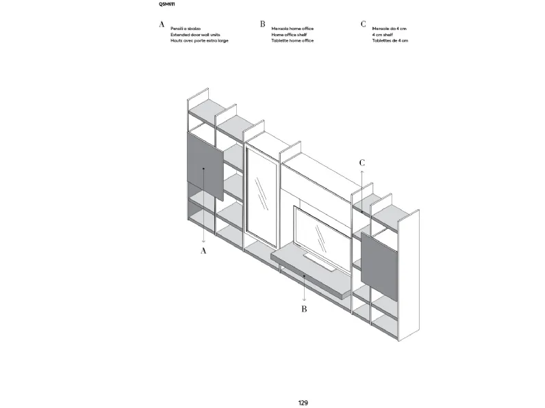 Parete attrezzata Mito 5.0 - qsm611 Imab in stile design a prezzo ribassato