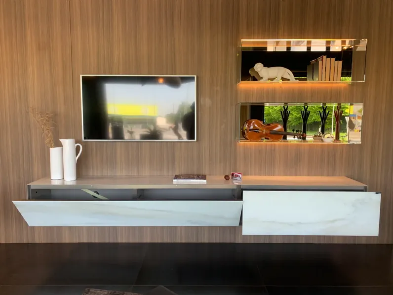 Parete attrezzata Living materia e 36e8 glass Lago in stile design a prezzo scontato