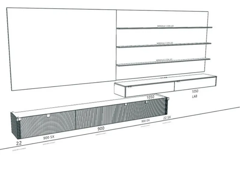 Mobile soggiorno modello Outlet living binova roma di Binova a PREZZI OUTLET