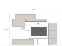 Parete attrezzata 3m, bianco lucido/mercure. -50%! Collezione esclusiva.