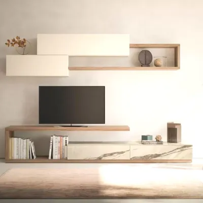 Mobile soggiorno modello Parete soggiorno elementi geometrici di Artigianale a PREZZI OUTLET
