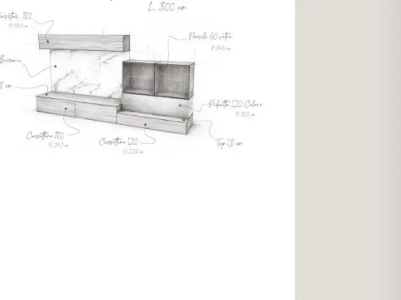 Parete attrezzata Revolution 409 di Collezione esclusiva in OFFERTA OUTLET